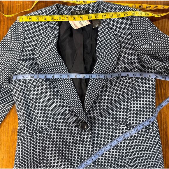 Kasper French Blue Navy Houndstooth One Button Blazer Suit Jacket New Women 10 - Picture 8 of 8